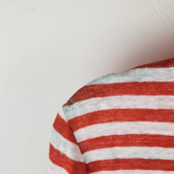 J. McLaughlin Brynn Linen Button Up Shirt in Stripe sz S Flawed - Picture 10 of 11